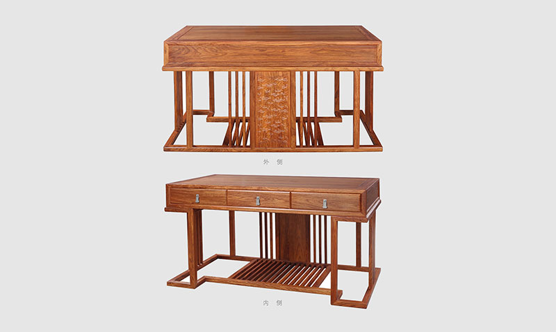 百色 别墅中式家居书房装修实木书桌效果图