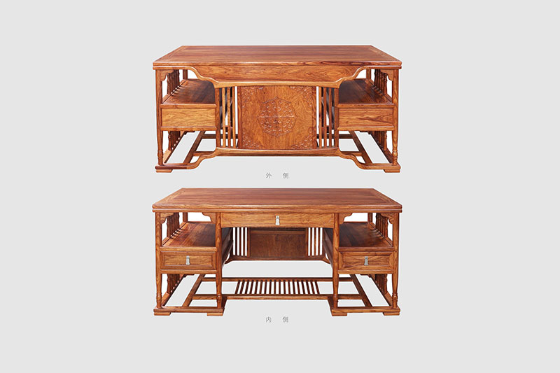 百色中式家居装饰书房桌椅组合家具效果图